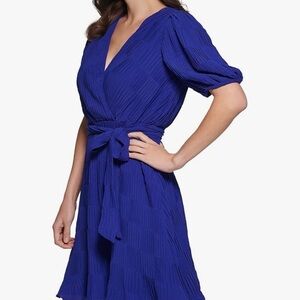 DKNY Royal Blue Mini Wrap Dress